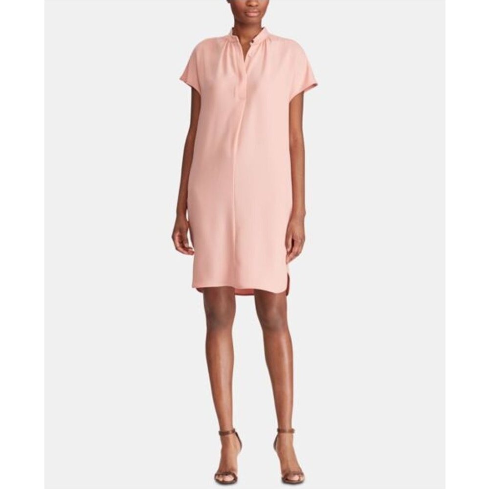 Ralph Lauren Short Sleeve Pink Shift Mini Dress Pink Women 0